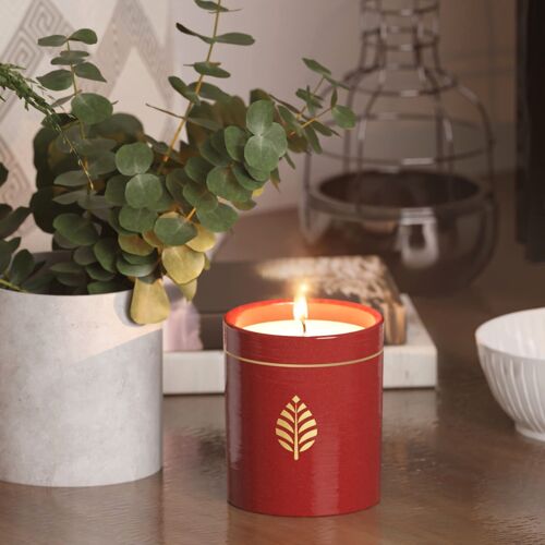 Bougie Bijou Rouge Fabriquée en France - Cire naturelle de colza - Parfum Balade en Forêt - Bijoux cristaux Swarovski